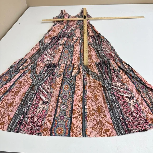 Venus Lascana Dress Womens Small Pink Paisley Boho Tiered Maxi Sleeveless - Picture 12 of 12